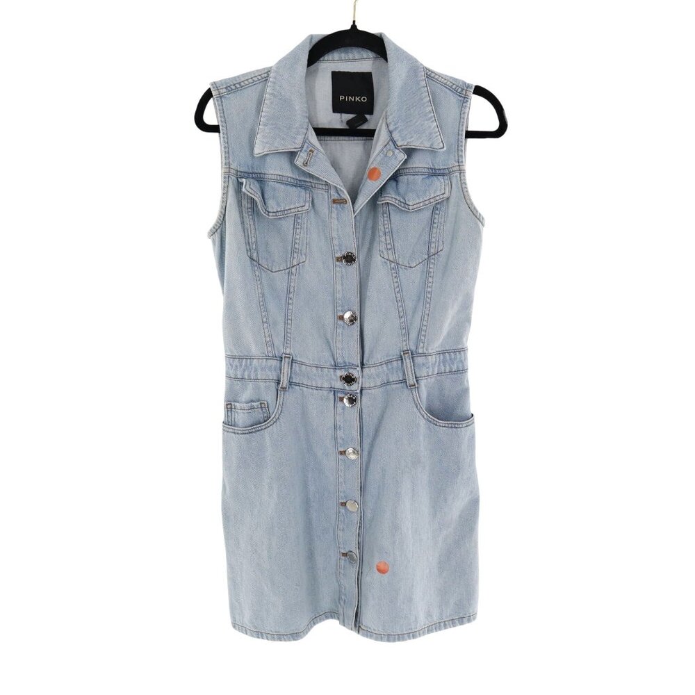 Pinko Denim Skirtalls Overall Women 6 Blue 90s Trendy Y2k Casual Retro Well Worn